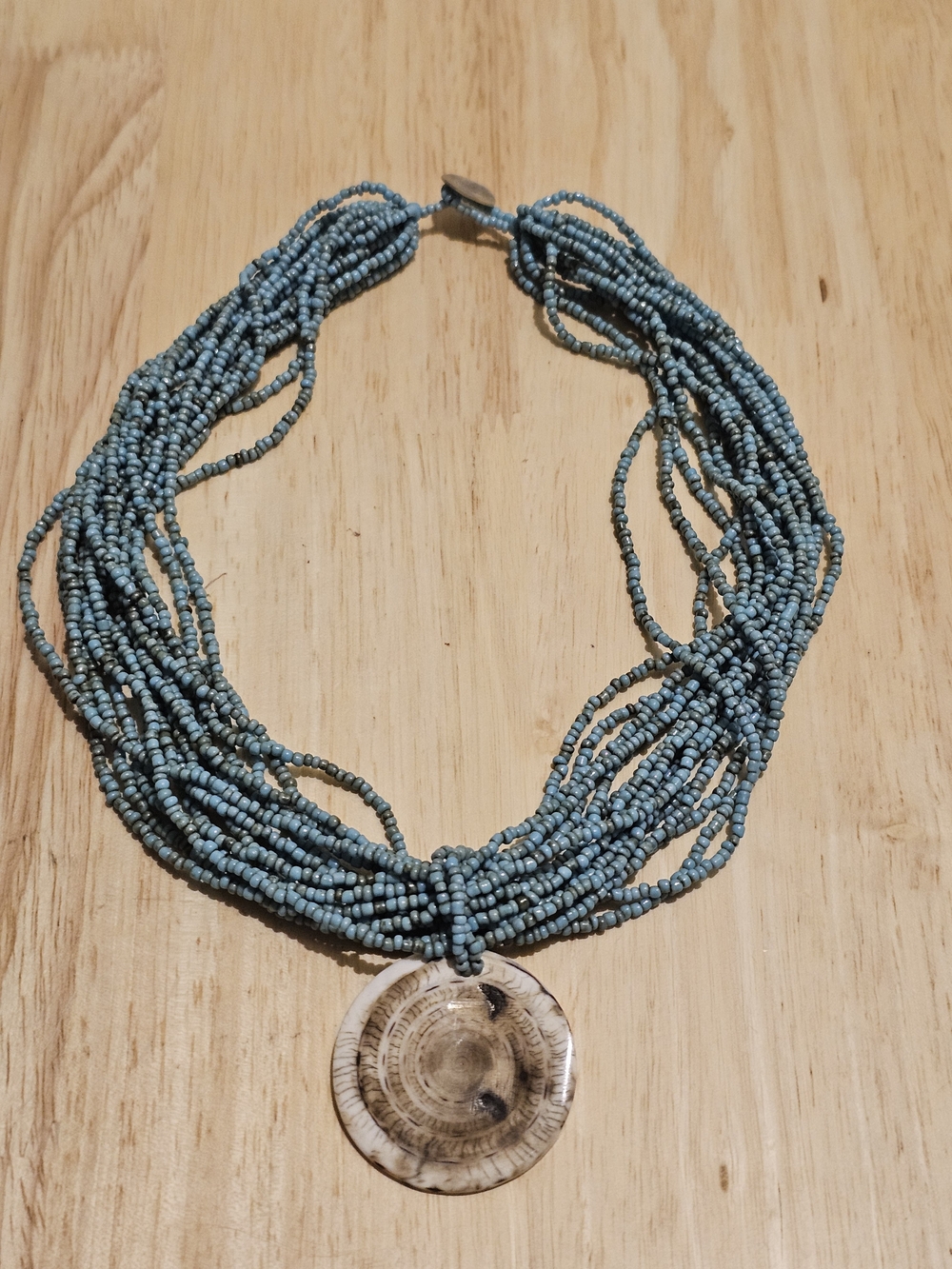 Multistrand Pendant Necklace in Blue & White